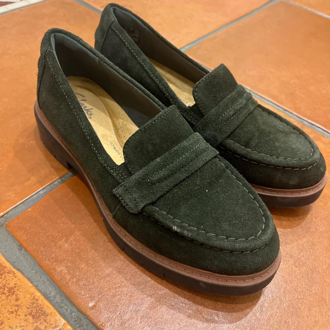 forest green suede loafers from Clark s. Small