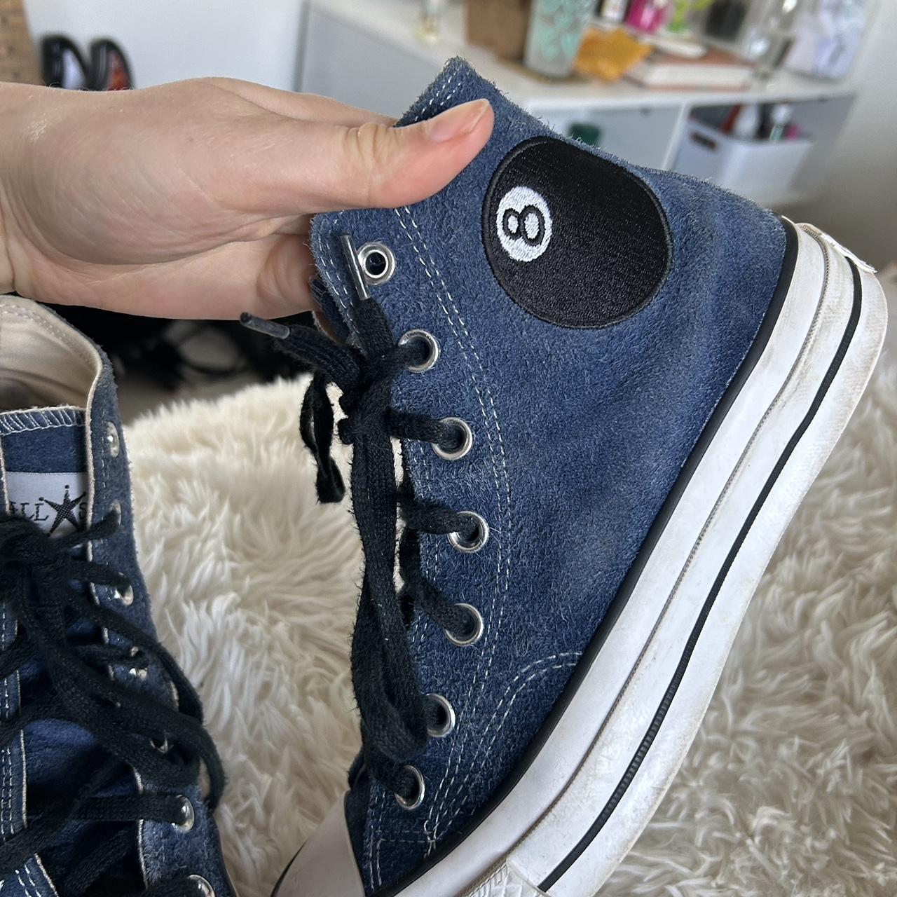 blue suede converse high tops