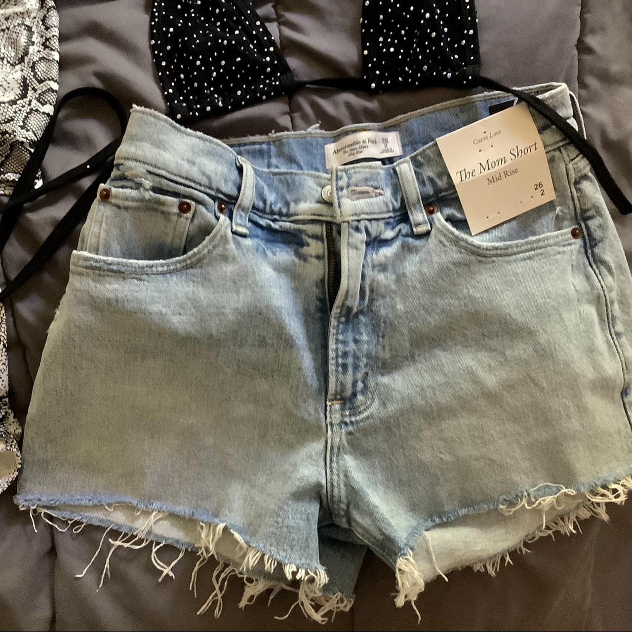 BNWT abercrombie & fitch light wash shorts size 2,... - Depop