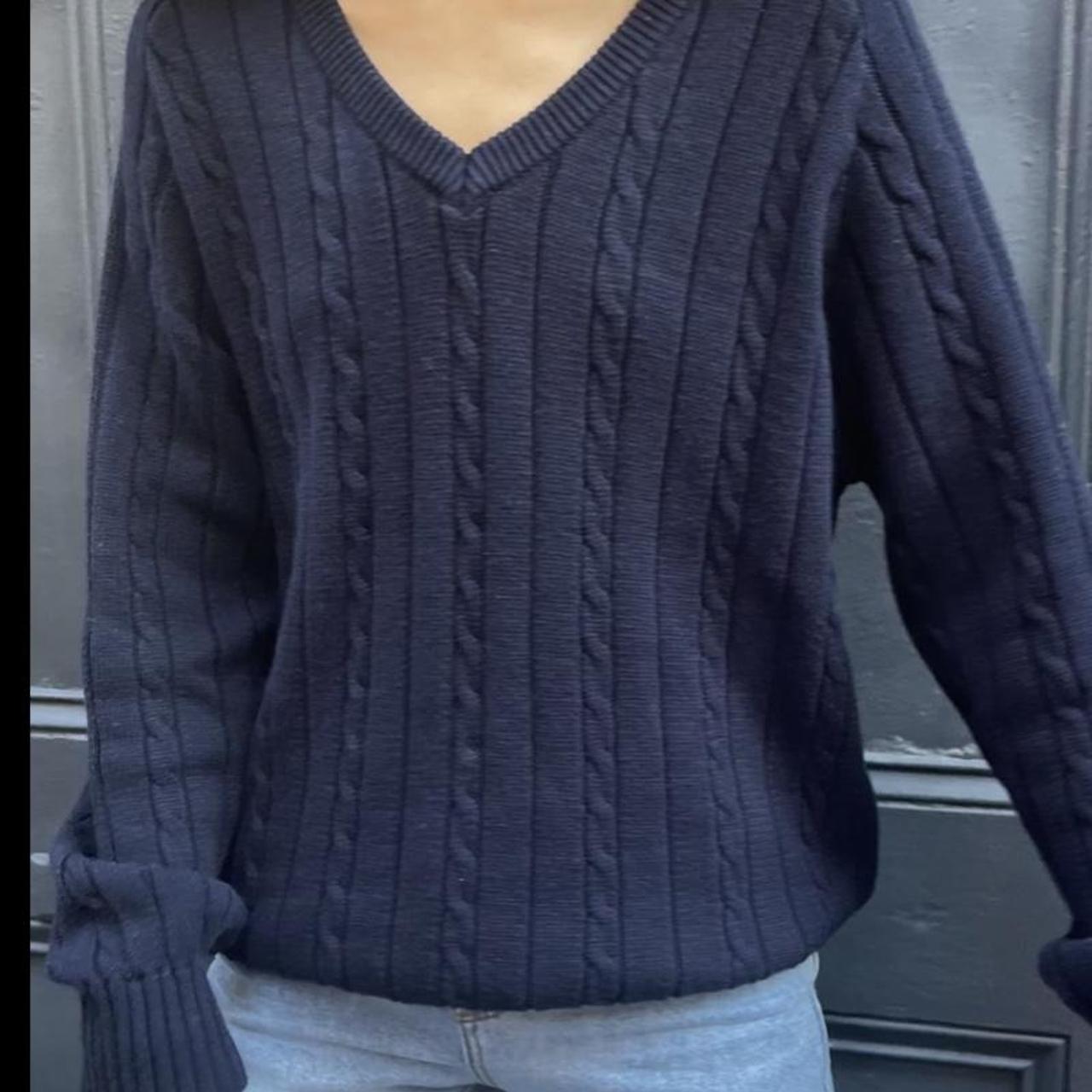navy blue brandy melville vneck sweater! super... Depop