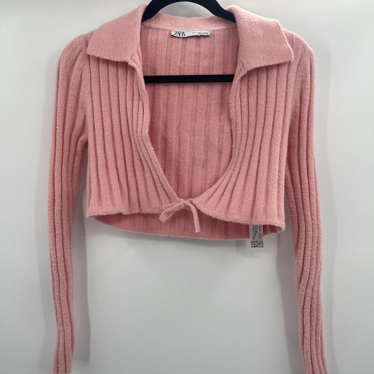 zara new tied knit cardigan wrap sweater stretchy... - Depop