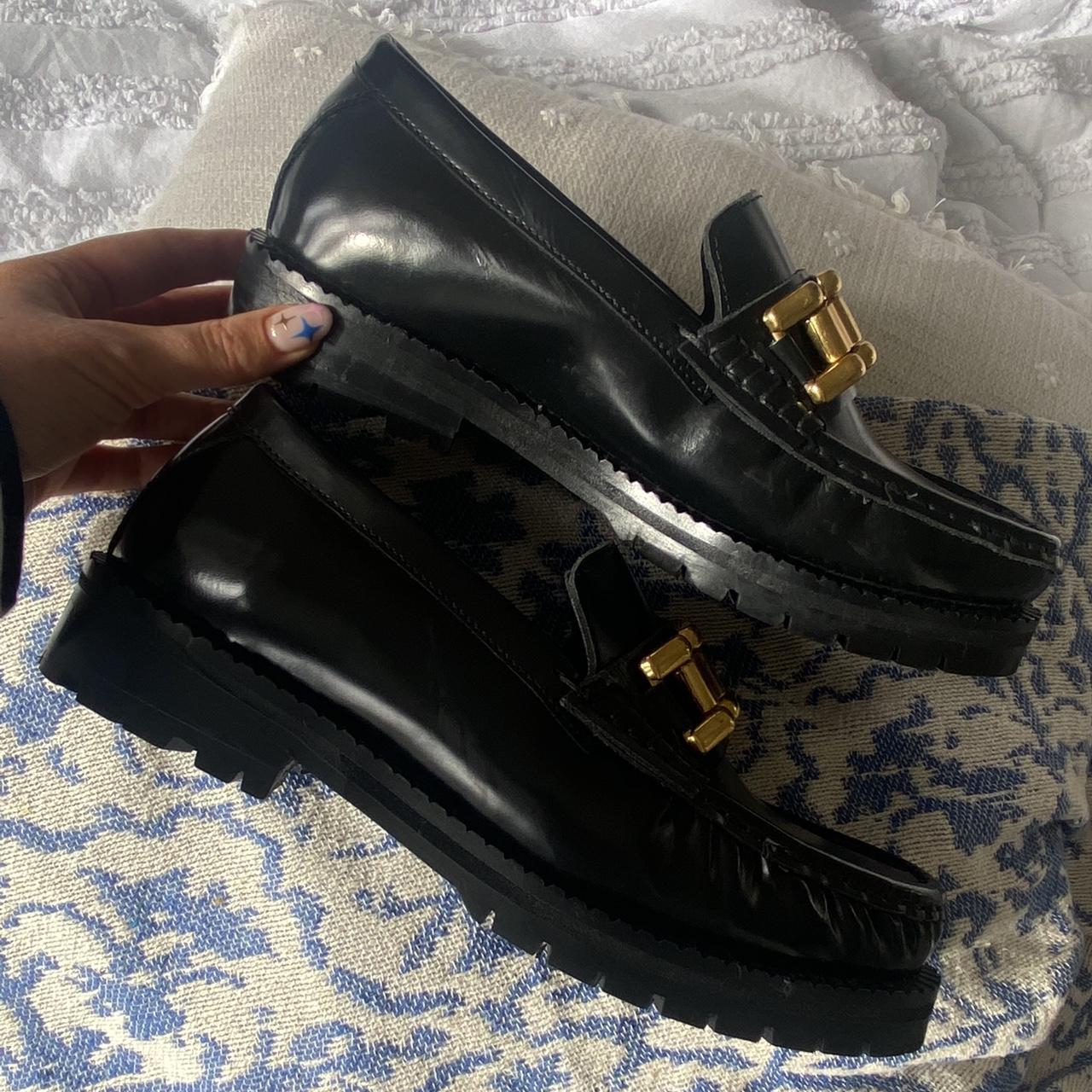 Black loafers with Gold Accent size 3 Almost... Depop