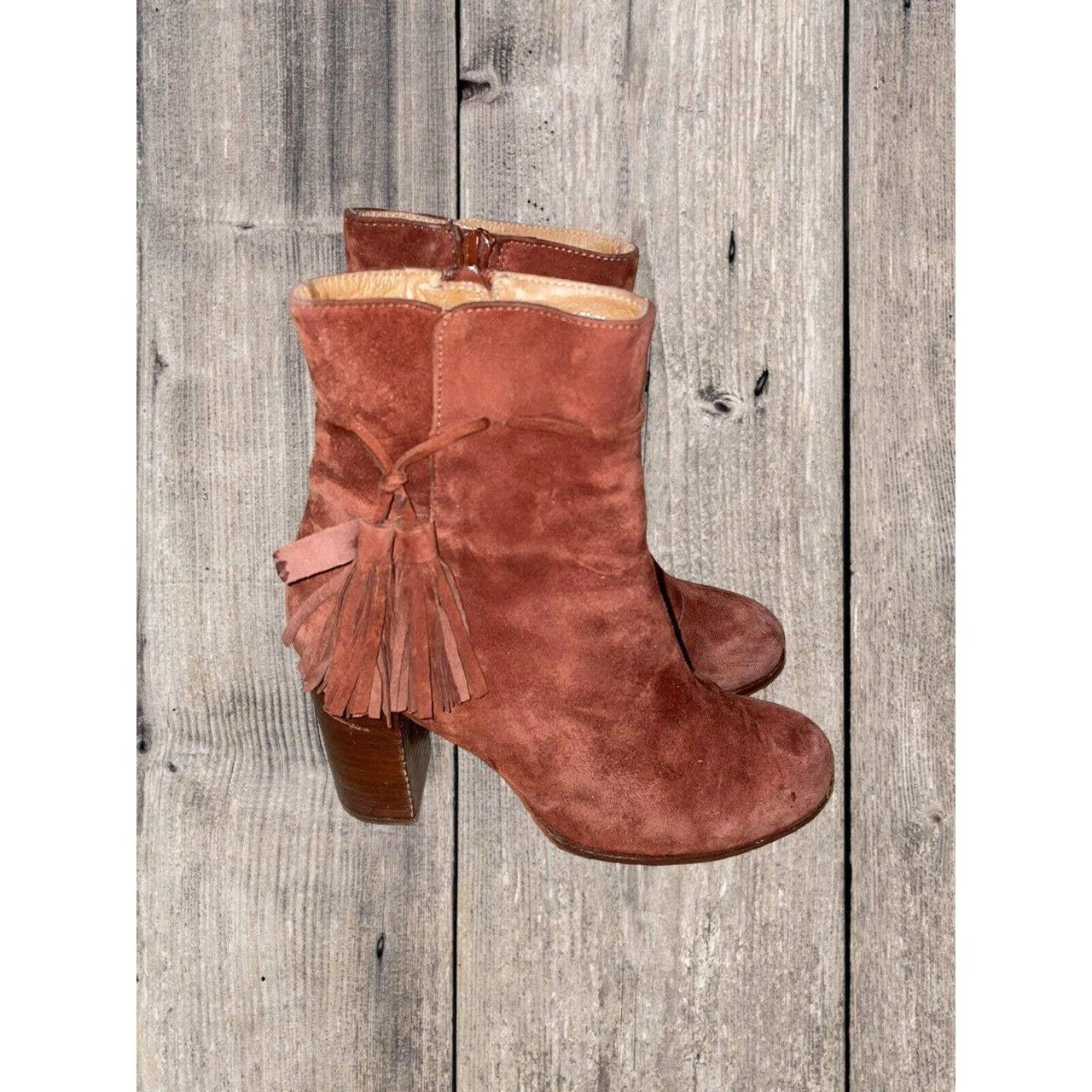 Dunne Burnt Orange Heeled Leather Suede Ankle Boots... Depop