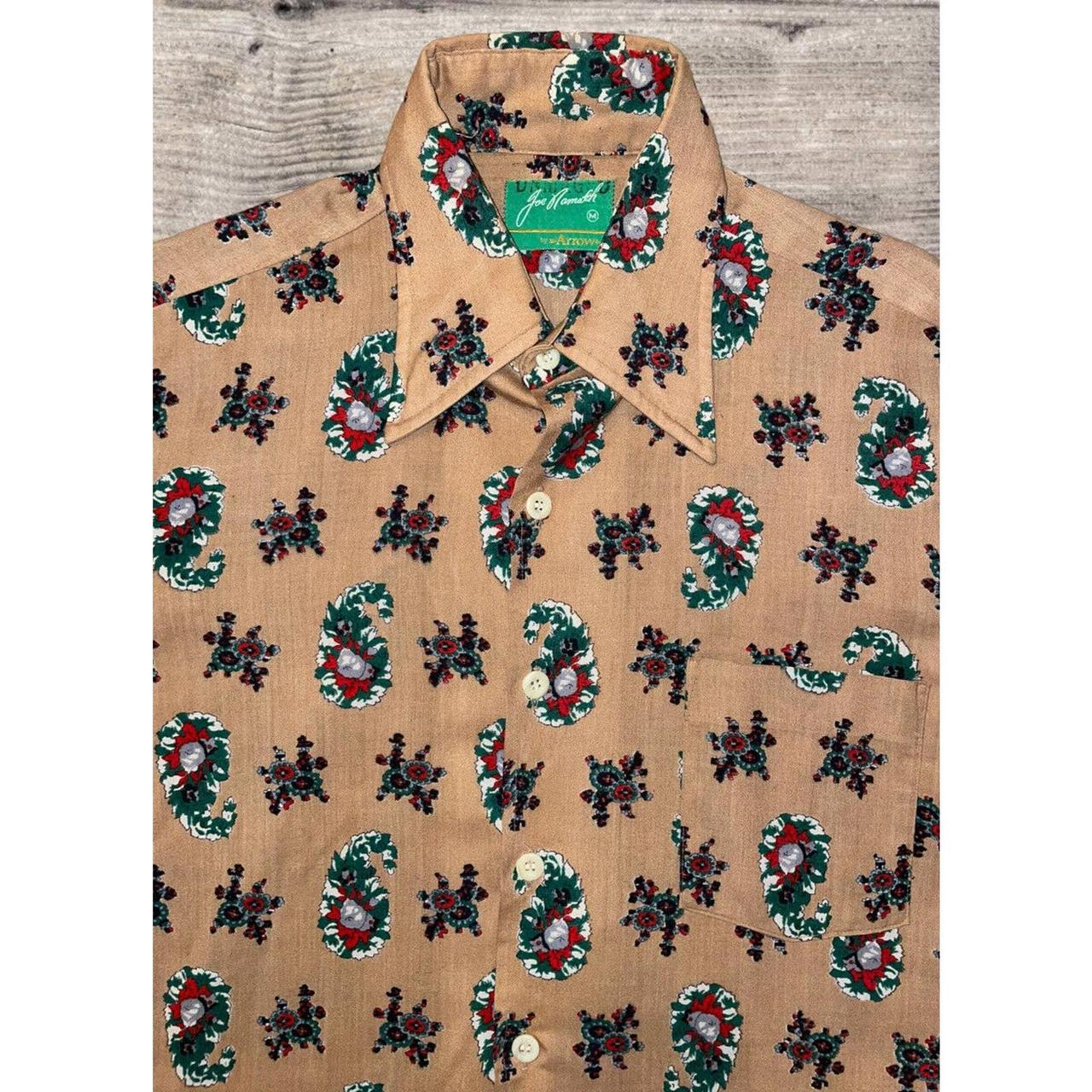 The orders Arrow Collar Man Floral Button Up Long Sleeve Shirt Size Large Vintage 70s