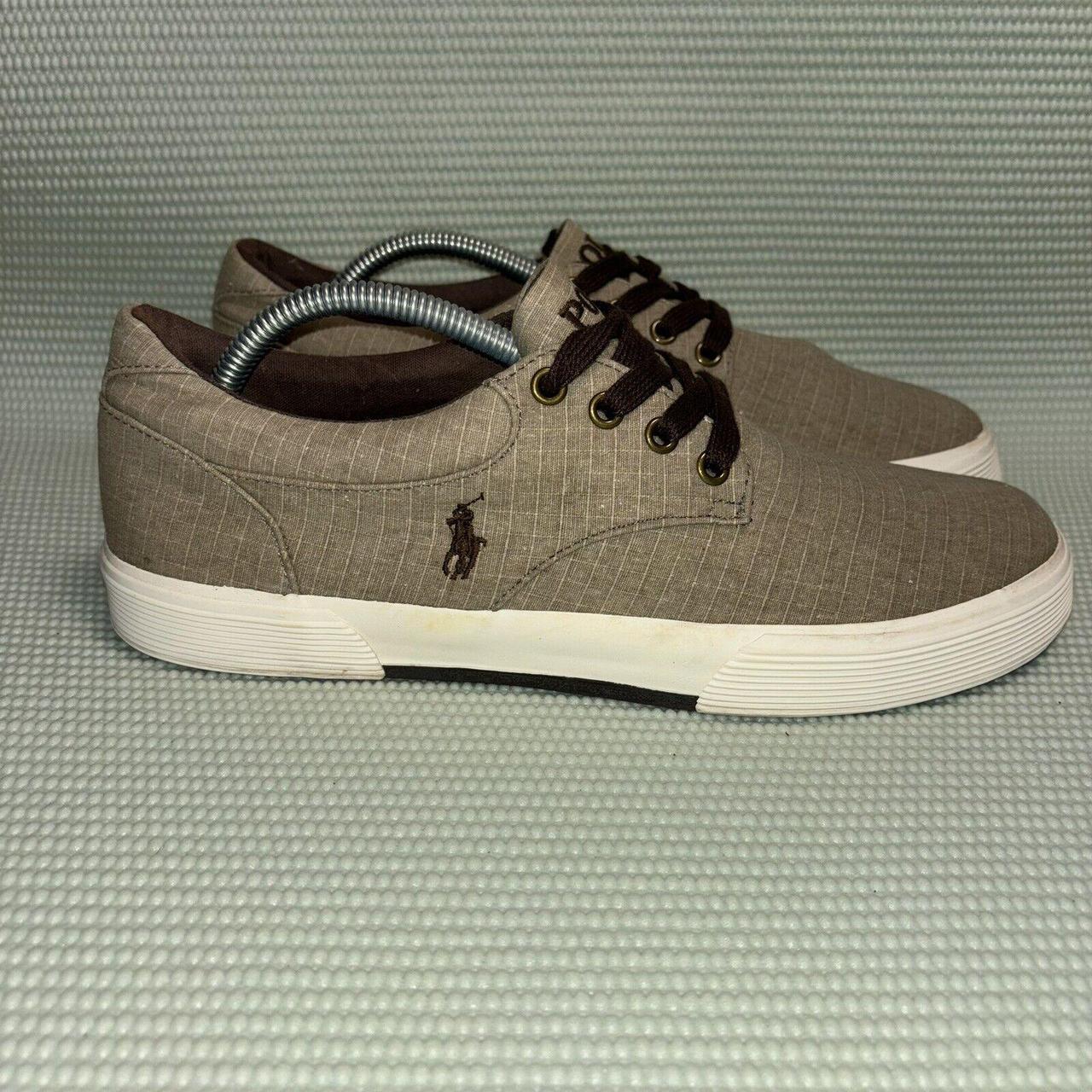 Polo Ralph Lauren Men's Nubuck Canvas Sneaker factory Lace Up Tan 9 New