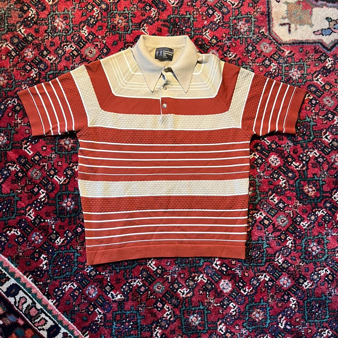 JCPenney Men's Orange and Cream Poloshirts Depop