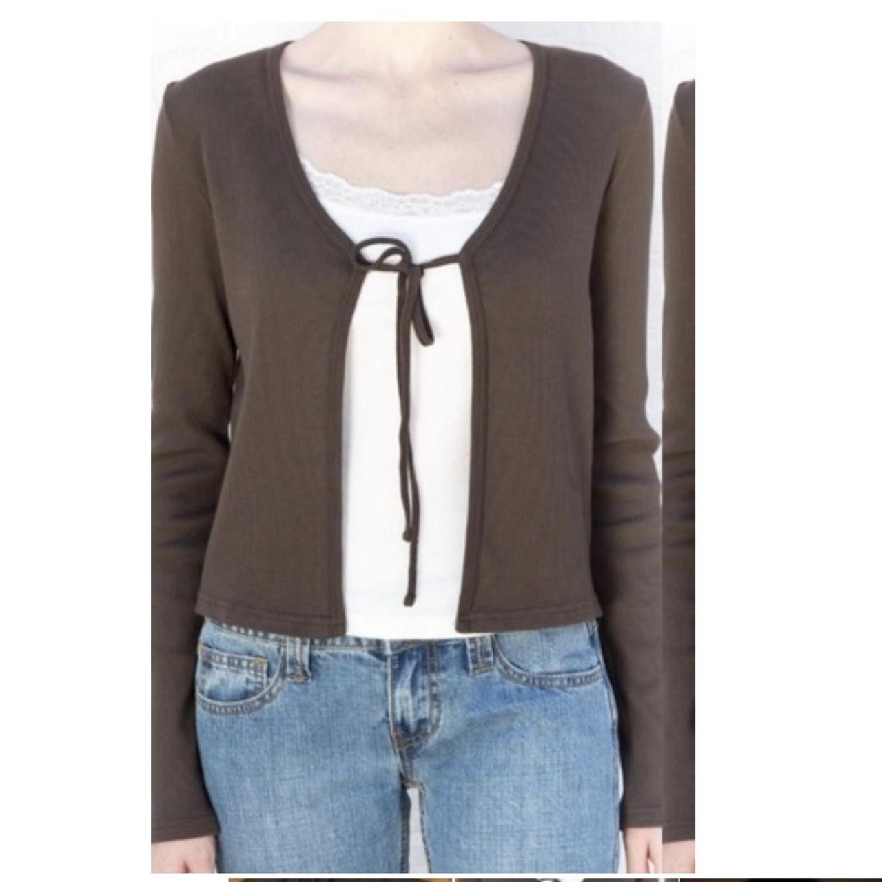 BRANDY brown tie up greta top one size fits all,... Depop