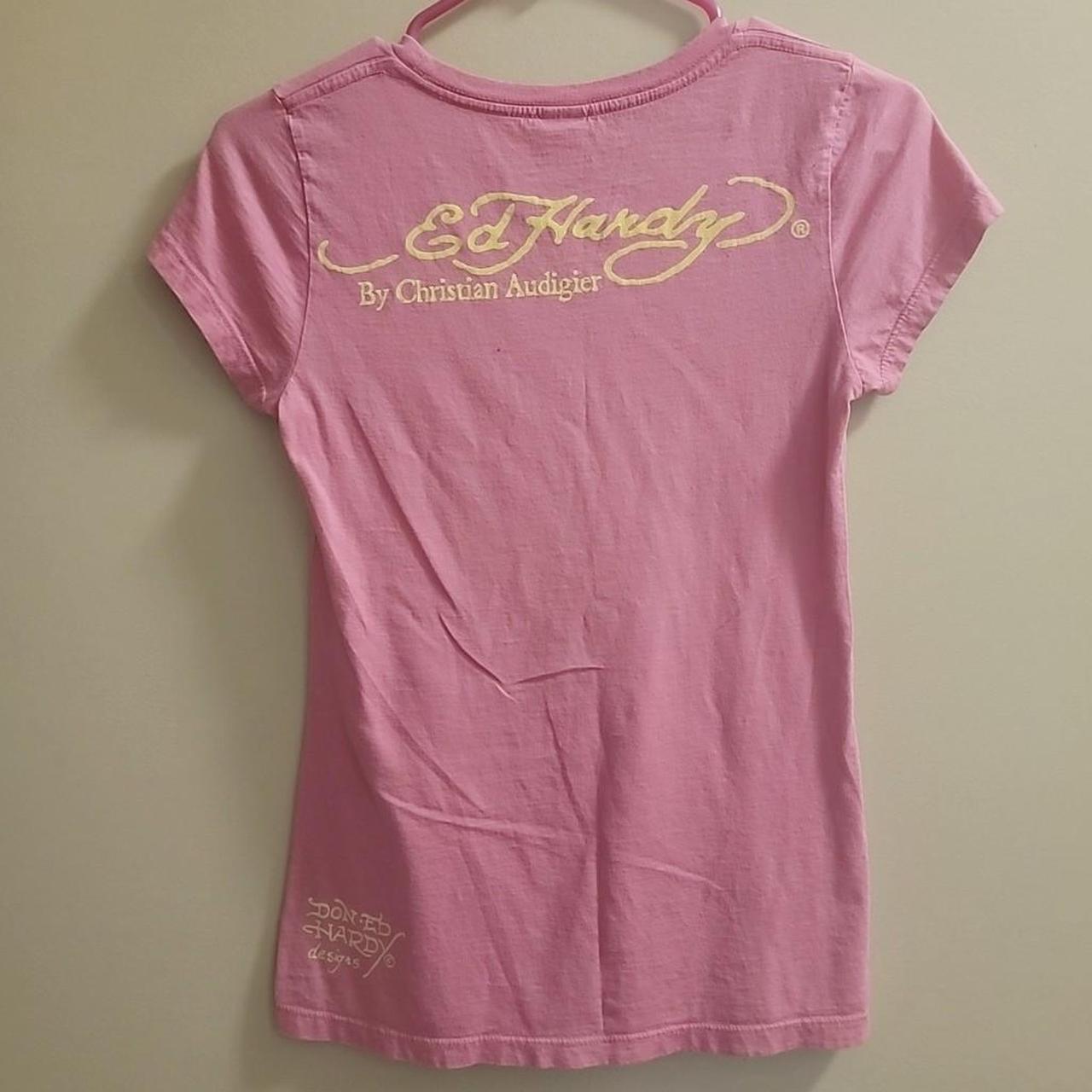 Ed Hardy Pink Dragon tee. Size Extra Small. In good... - Depop