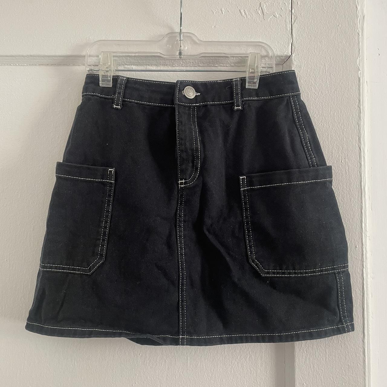 BDG Black High Waisted Denim Skirt with Contrast. Depop