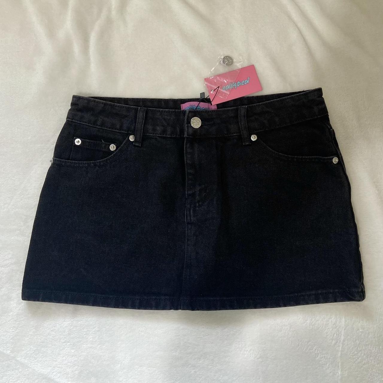 NEW WITH TAGS edikted black denim low rise skirt Depop