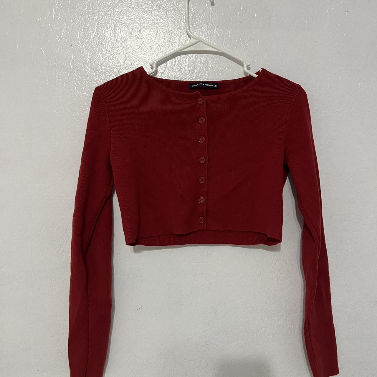 BRANDY MELVILLE RED CROP SWEATER No flaws! Message... Depop