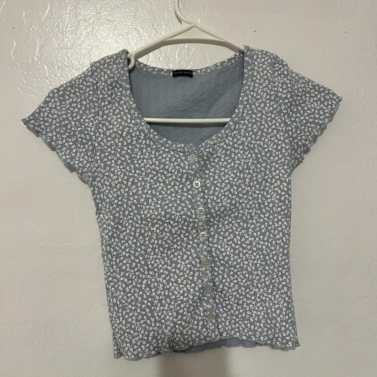Brandy melville blue floral zelly top No... Depop