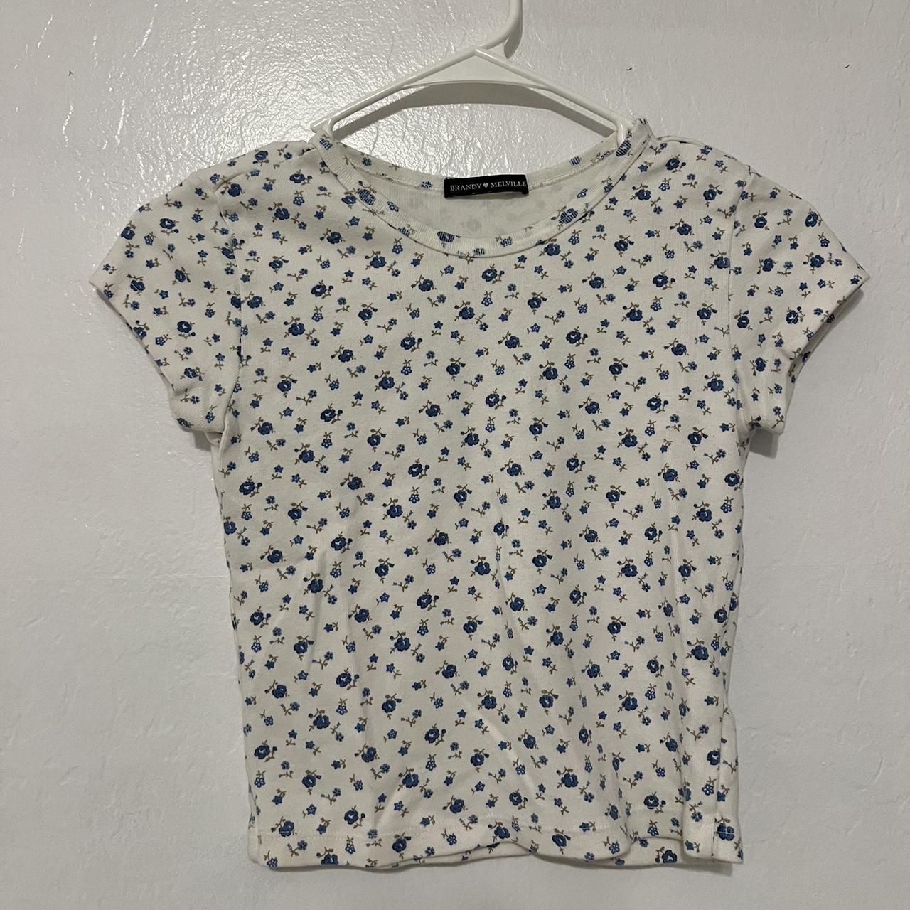 BRANDY MELVILLE BLUE FLORAL TOP No flaws! Message... - Depop