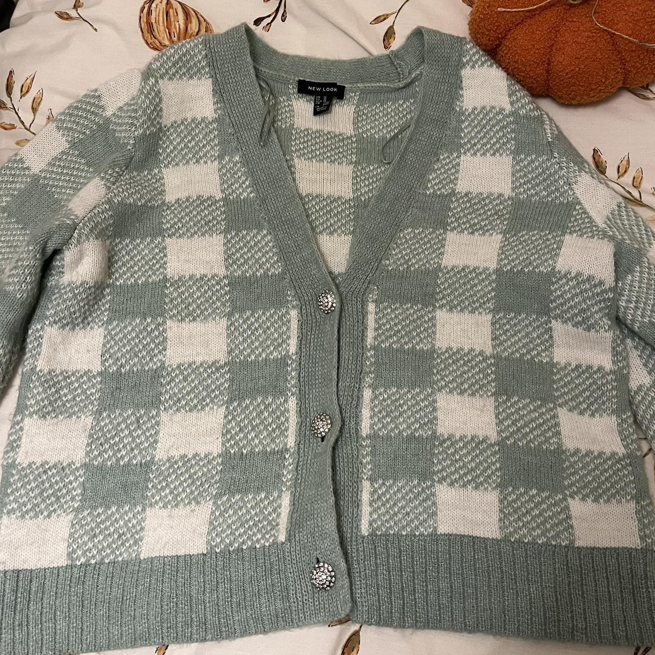 New Look Women's White and Green Cardigan | Depop