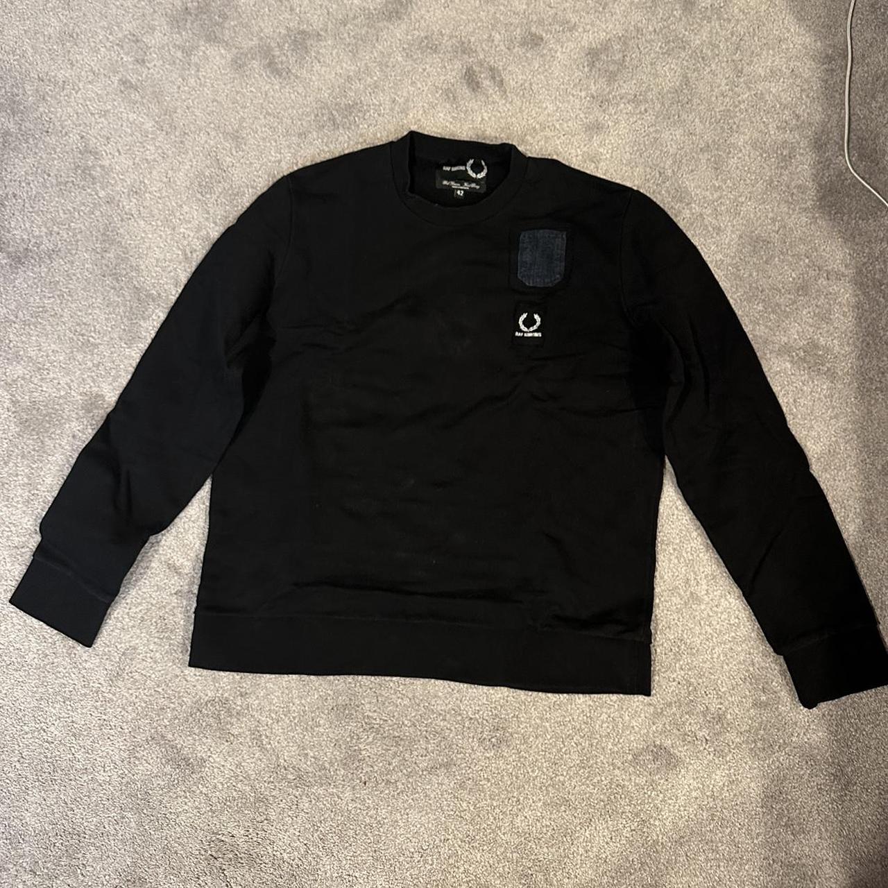 raf simons x fred perry crewneck size 42 fits like... - Depop