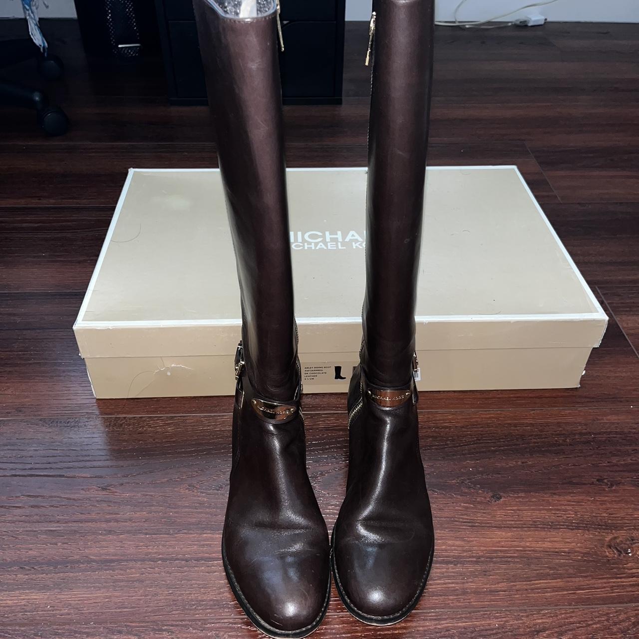 michael kors brown leather boots