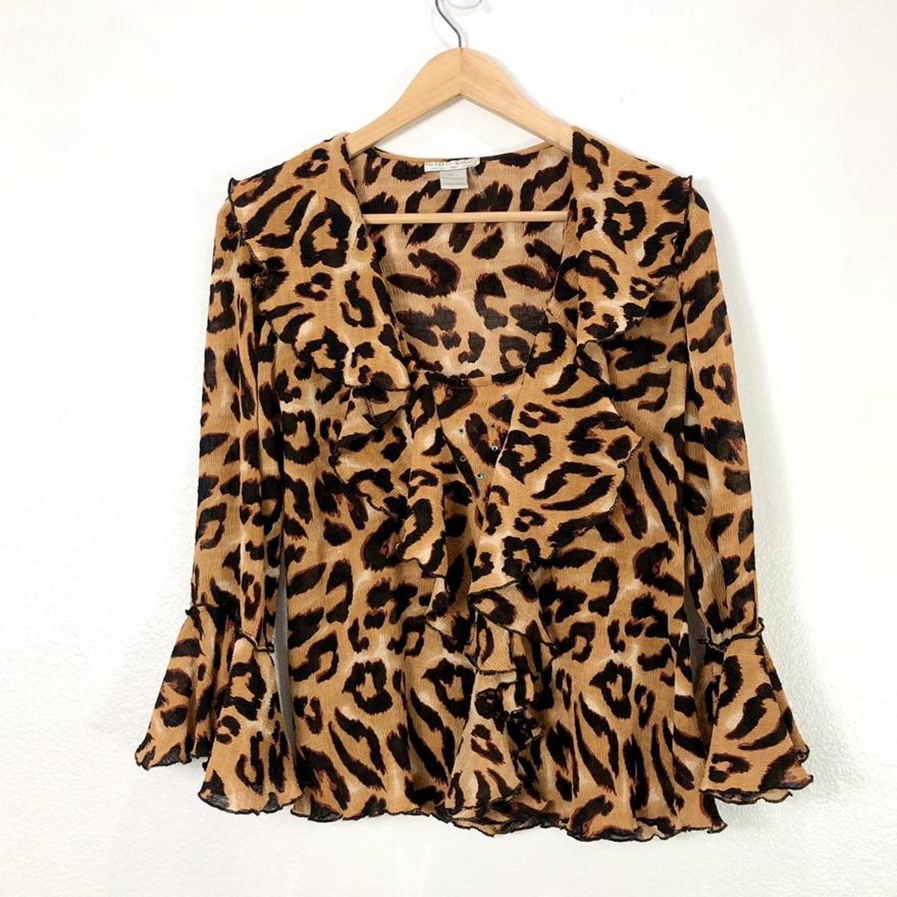Alberto Makali Leopard Print Pleated Blouse Depop