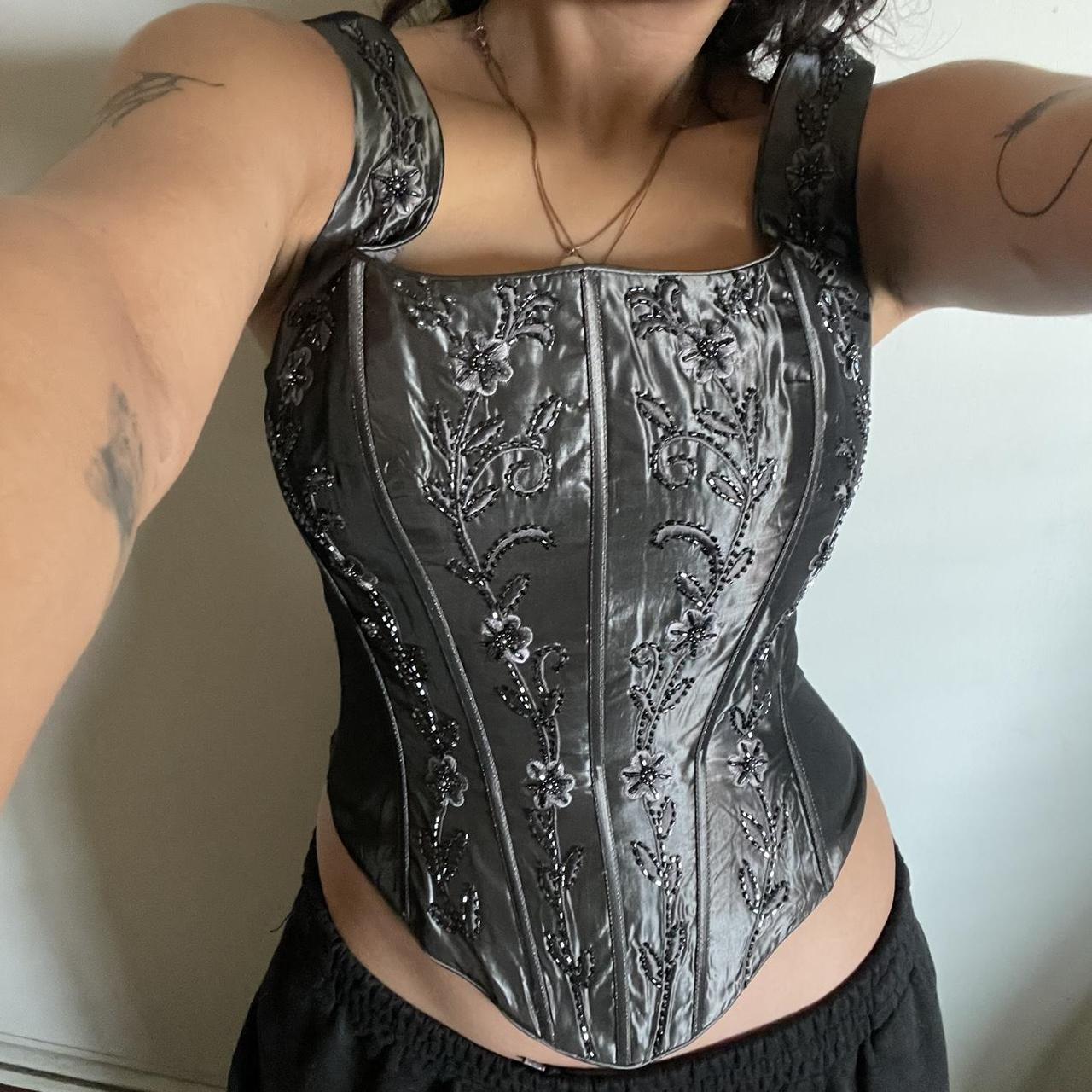 Beautiful vintage J.C.C. silver corset top. Boned w/... Depop