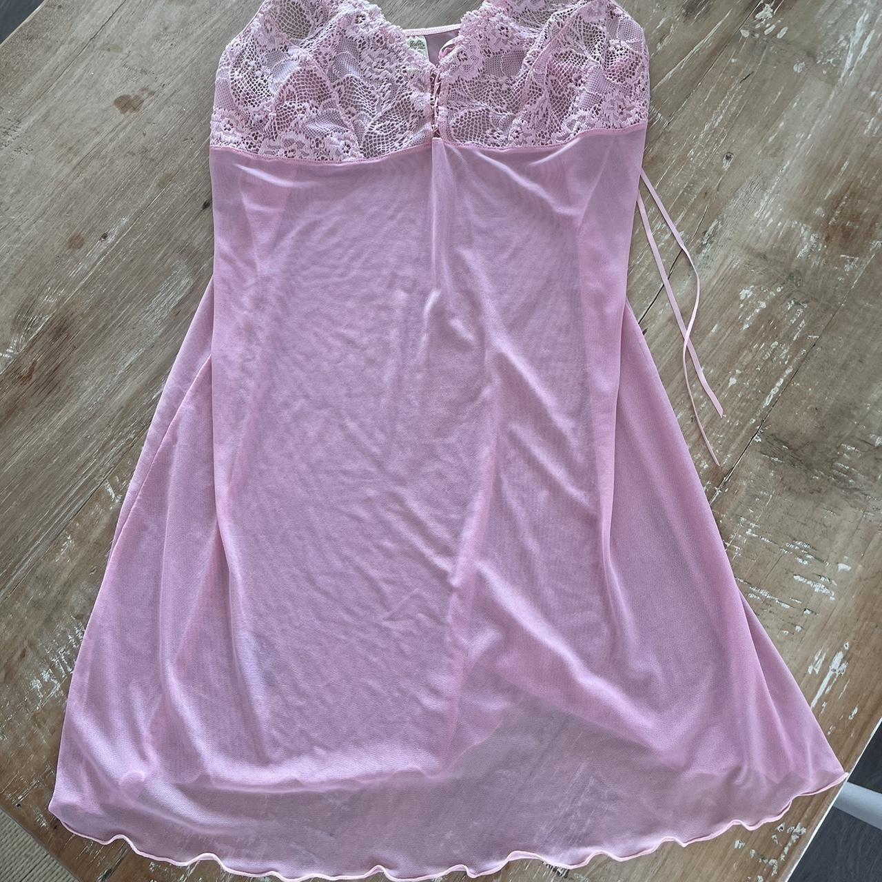 Cutest vintage sheer pink lace mini dress 🌸💕 Brand -... - Depop