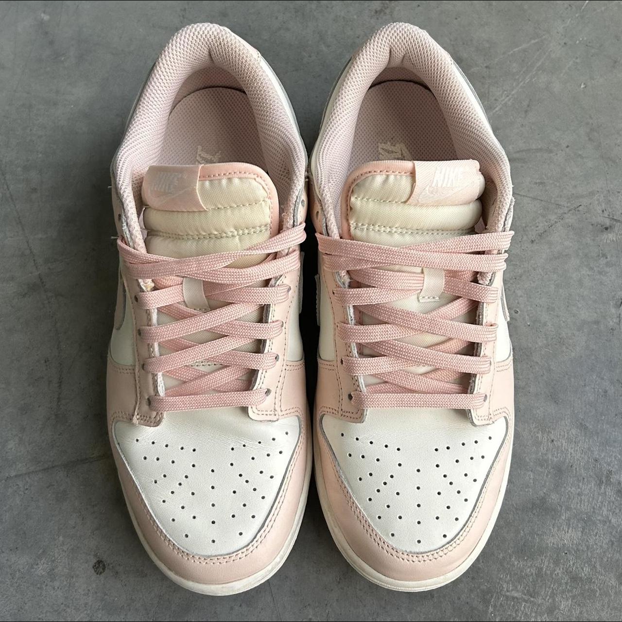 baby pink and white Orange Pearl Nike Dunks in very... - Depop