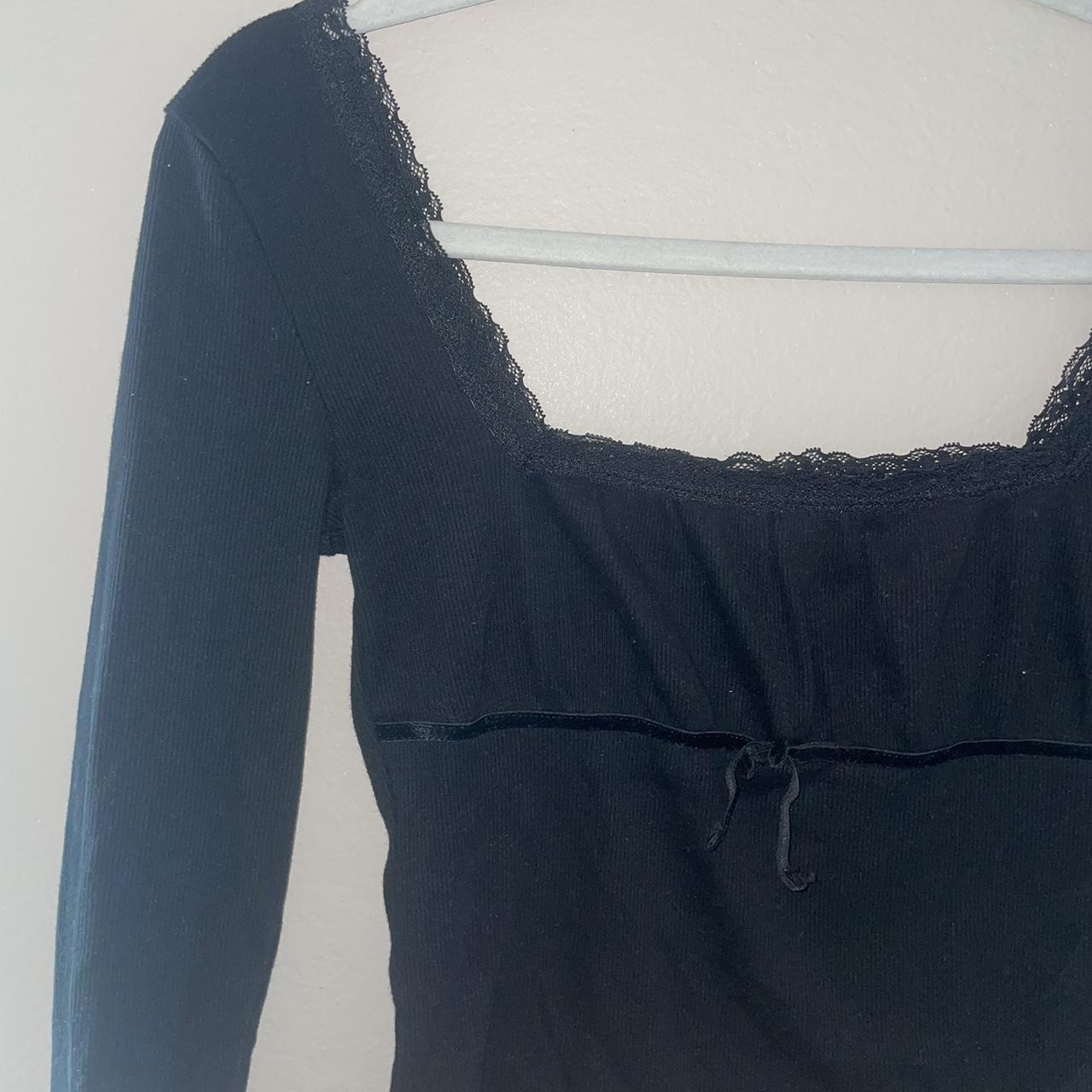 super cute coquette black lace longsleeve top. it... - Depop