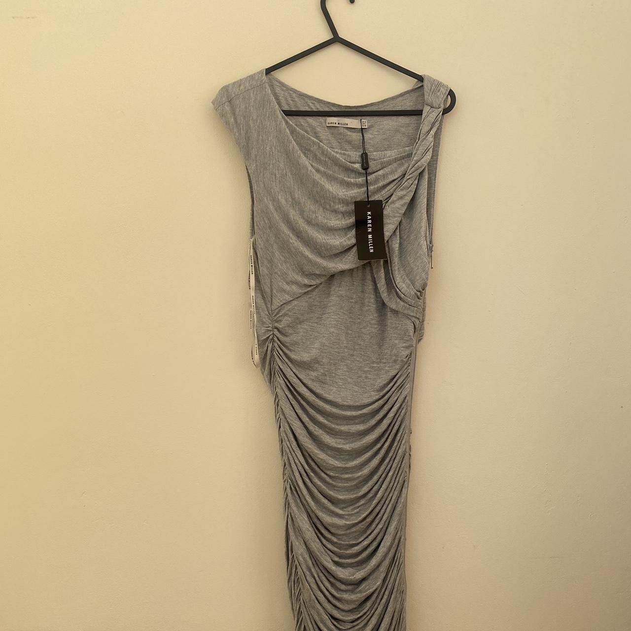 Karen Millen Women's Grey Dress Depop