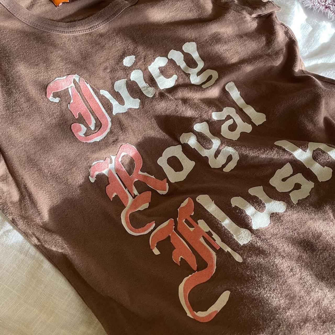 Juicy Couture Women's Pink and Brown T-shirt | Depop