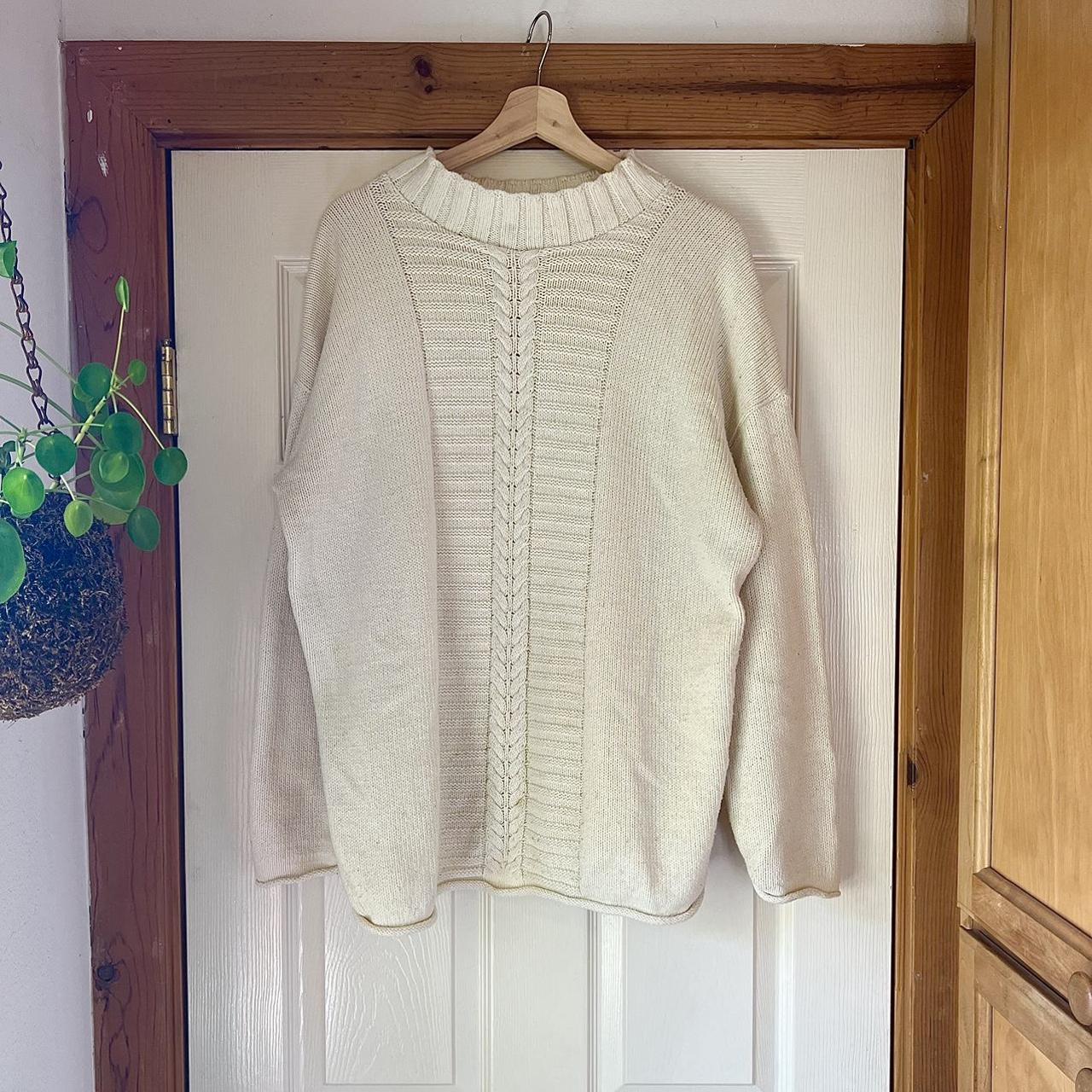 Cream Cricket Lane Collection cable knit sweater.... Depop