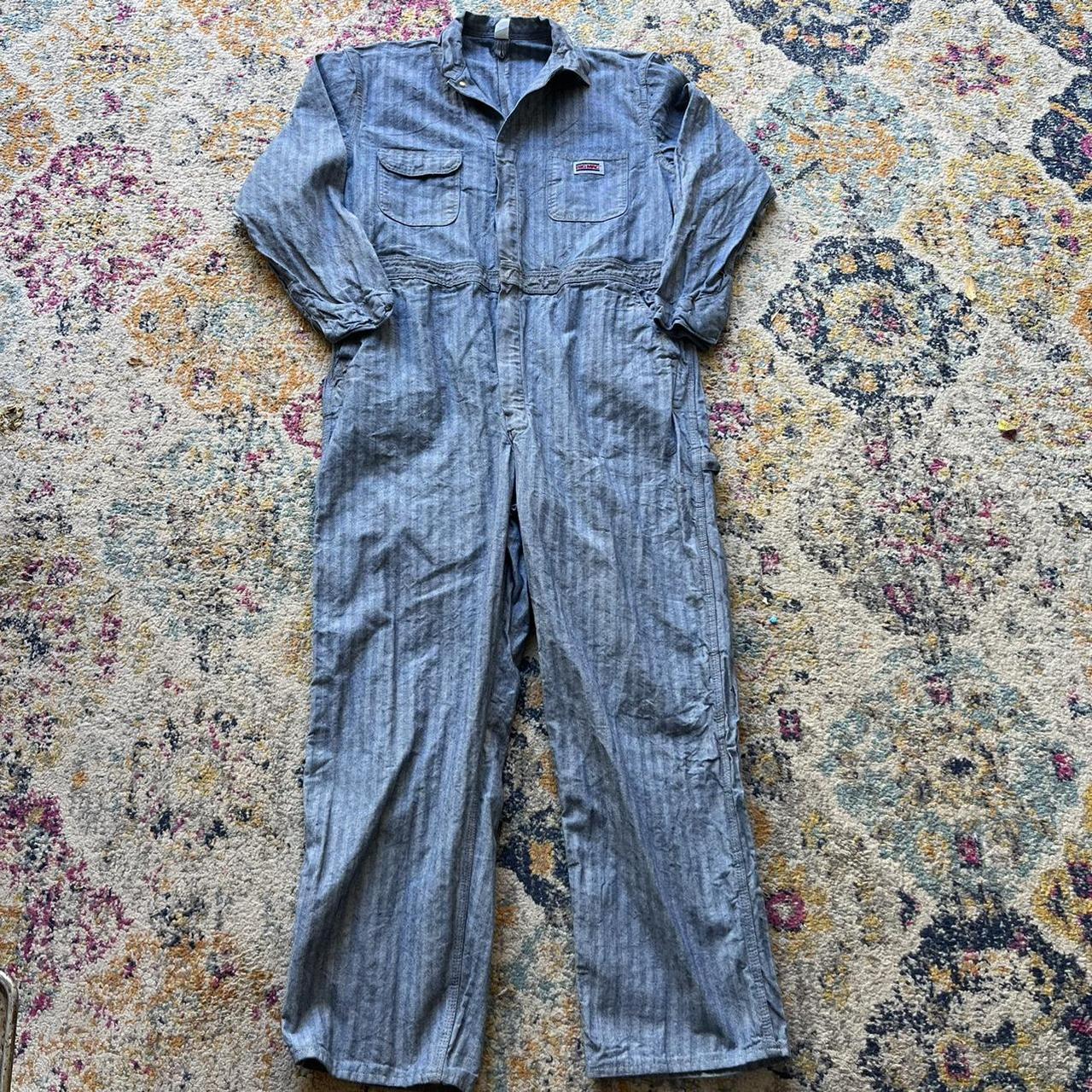 Vtg Big Mac Workwear Indigo Herringbone Denim... - Depop