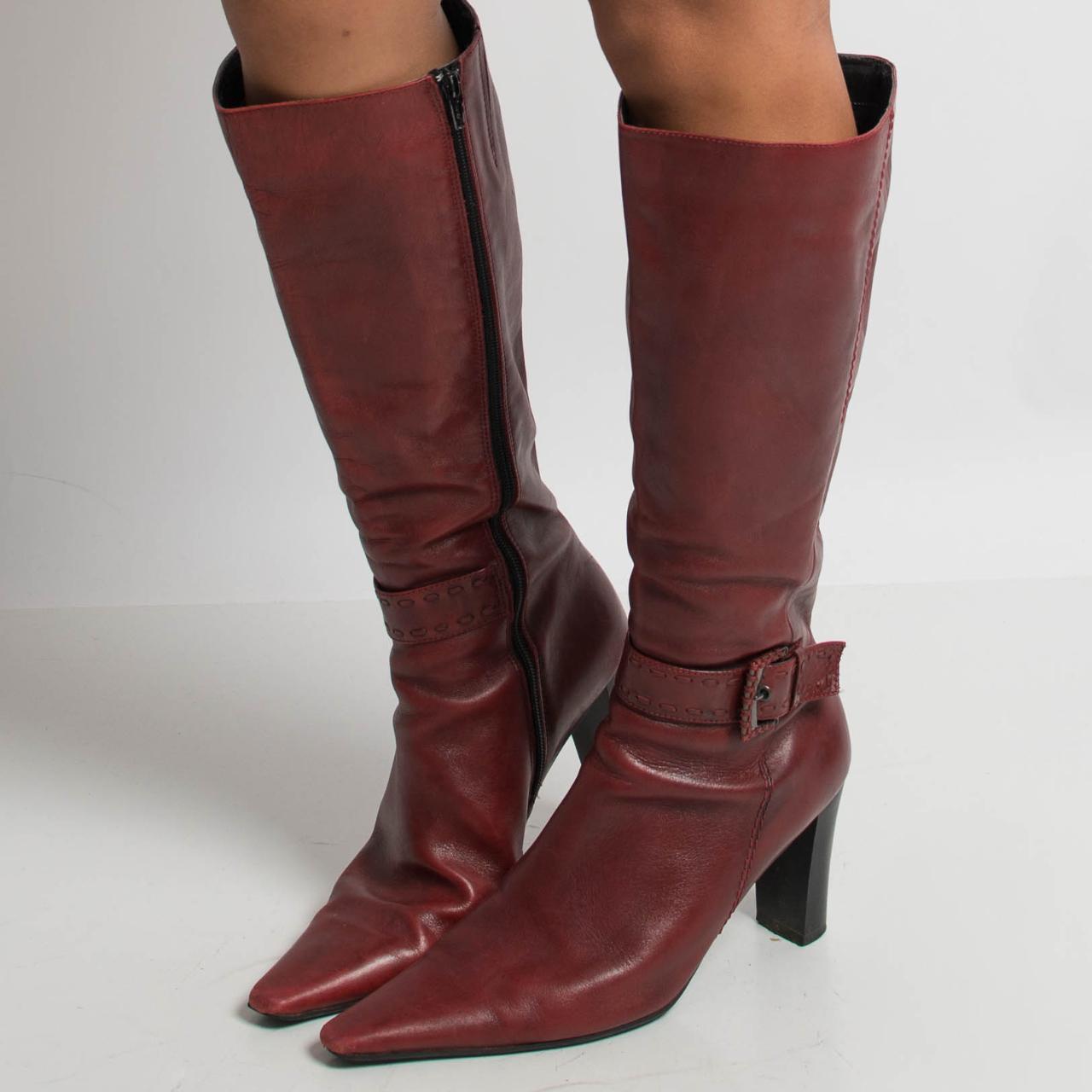 womens burgundy boots uk