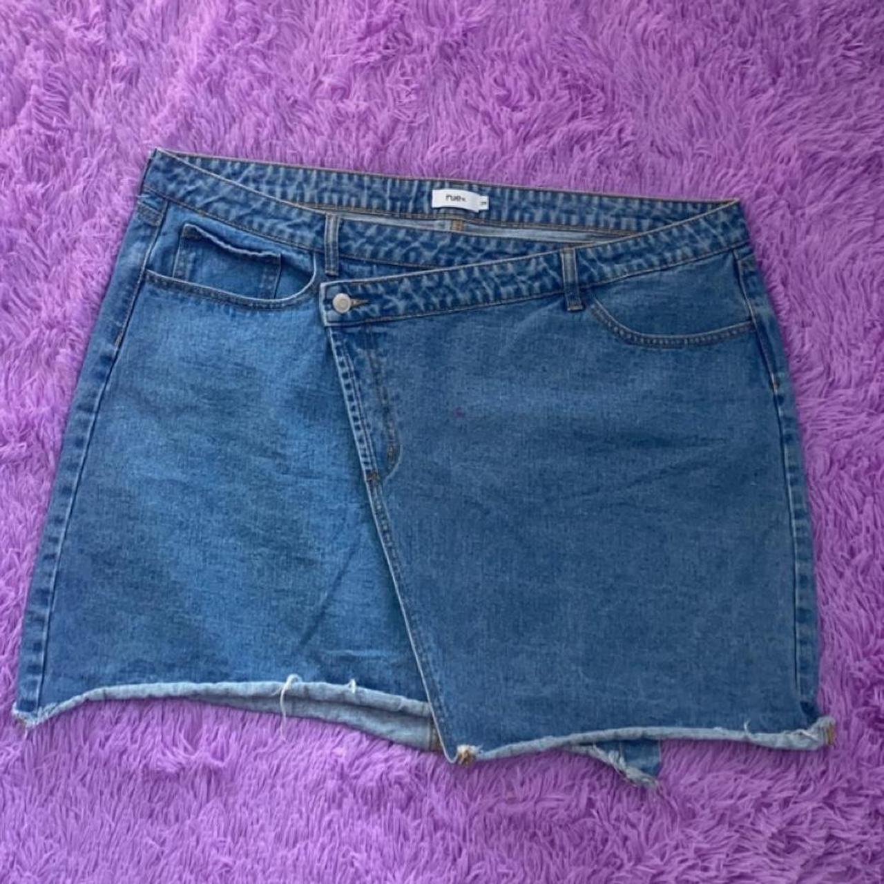 Asymmetrical Plus Size Denim Skirt 2X Worn a few... - Depop