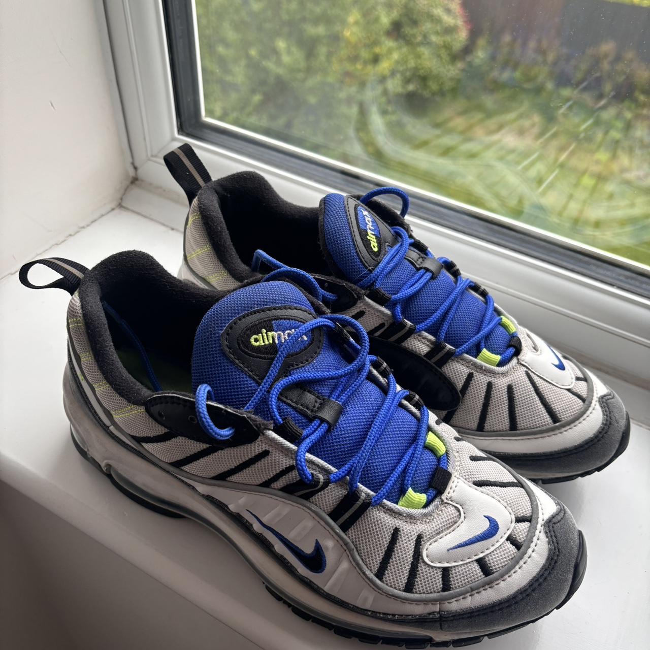 Nike Air Max 98 trainers in cobalt and volt nike. Depop