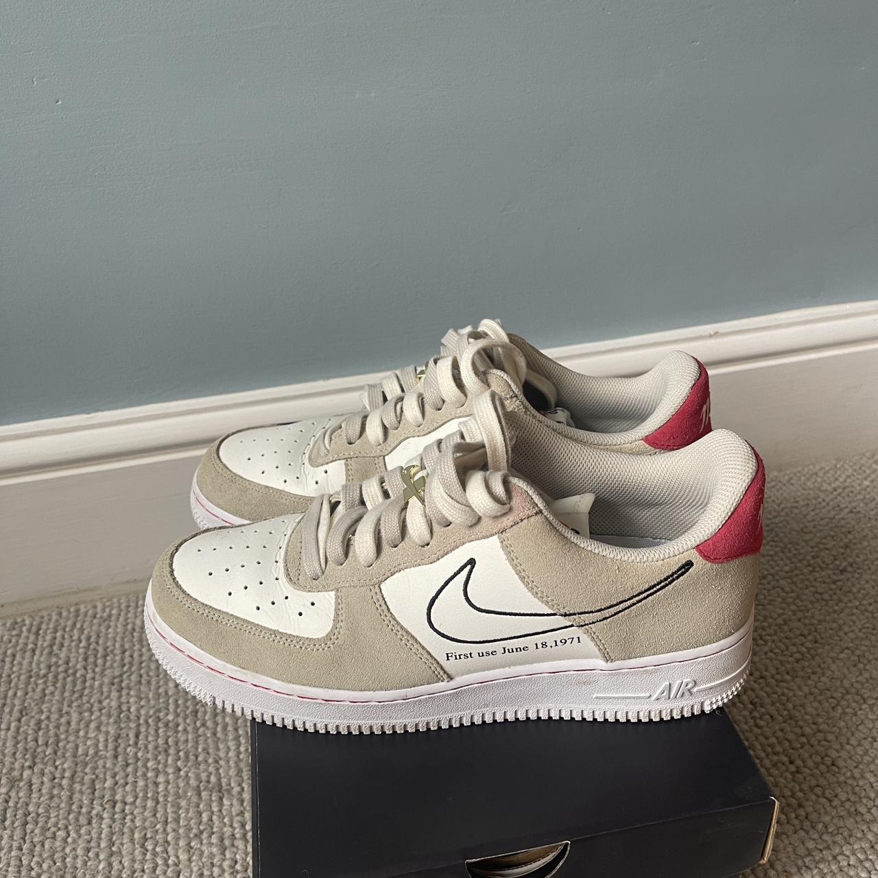 stone and white air force 1