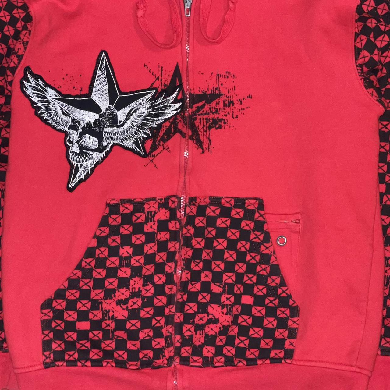 Y2K Skull Wings Cyber Mallgoth Punk Grunge Red Zip Depop