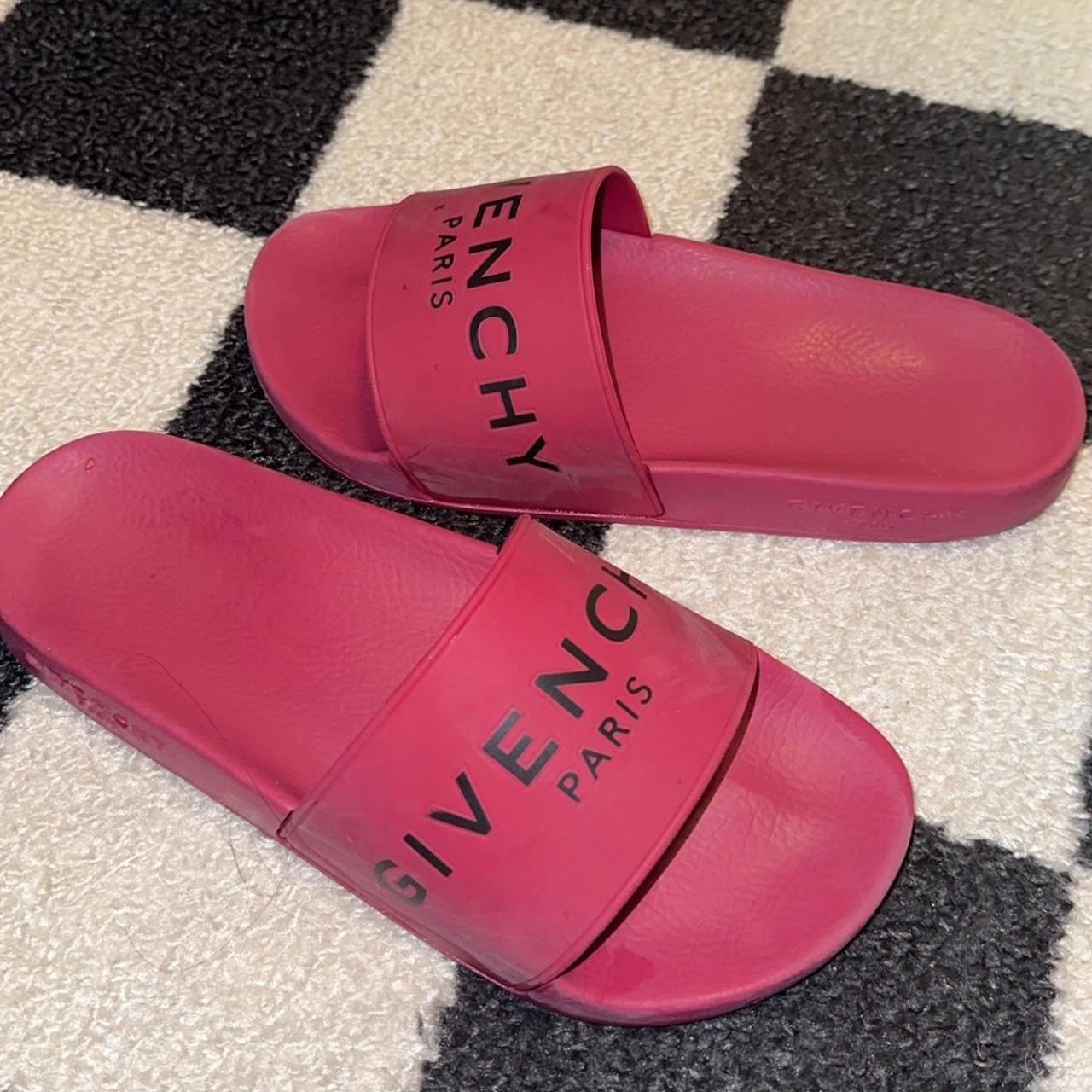 GIVENCHY Paris Flat Logo Rubber Pool Slides in Fig Depop