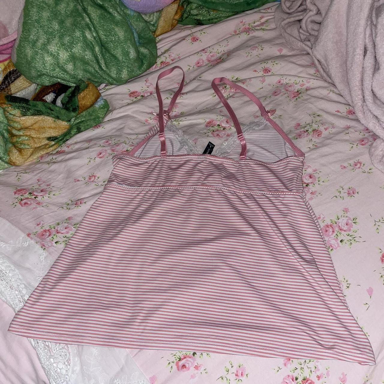 Vintage Victoria Secret Pink striped tank top -fits - Depop