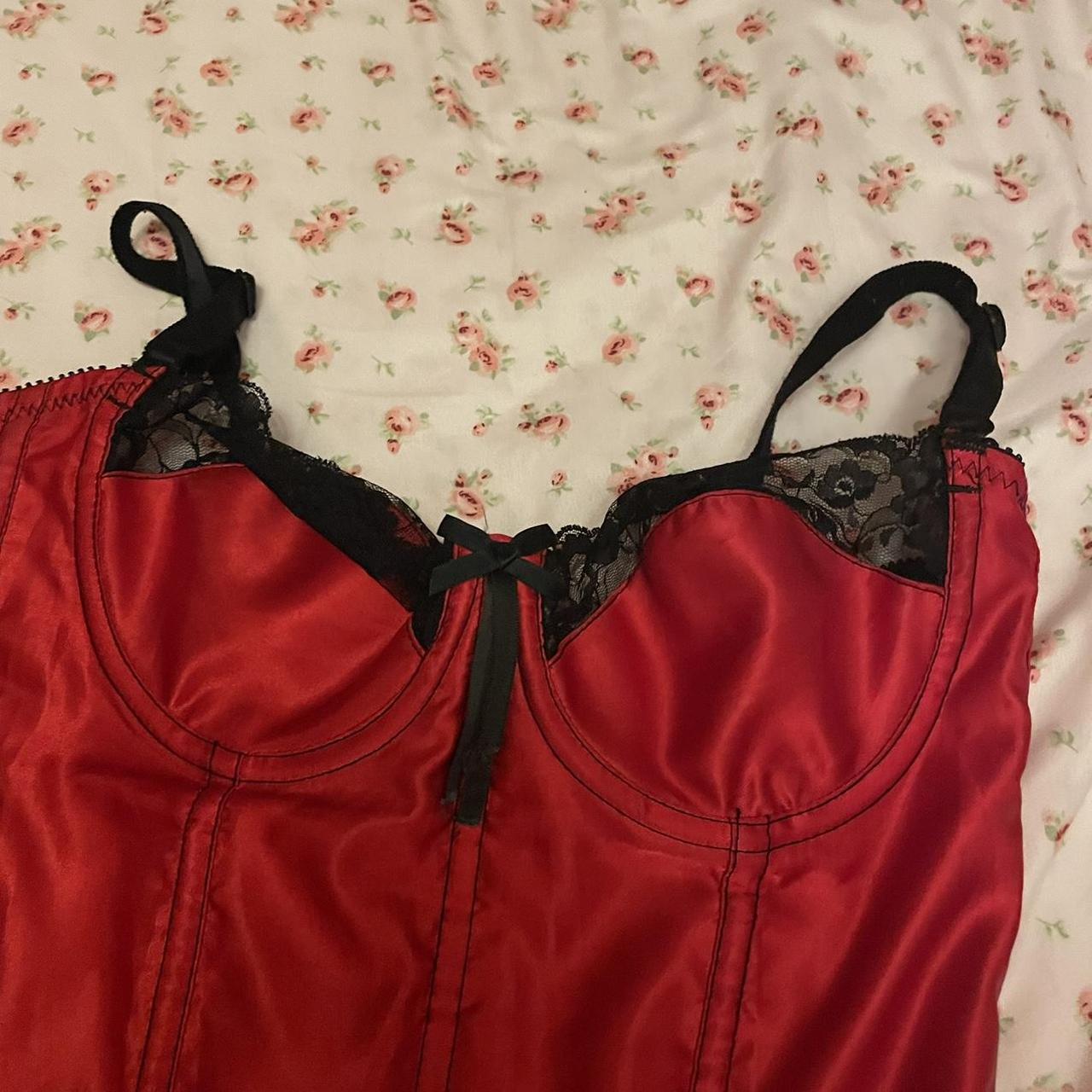 Sexist red and black corset / bustier, shimmery - Depop #red #and #black  #womens #outfit #redandblackwome…