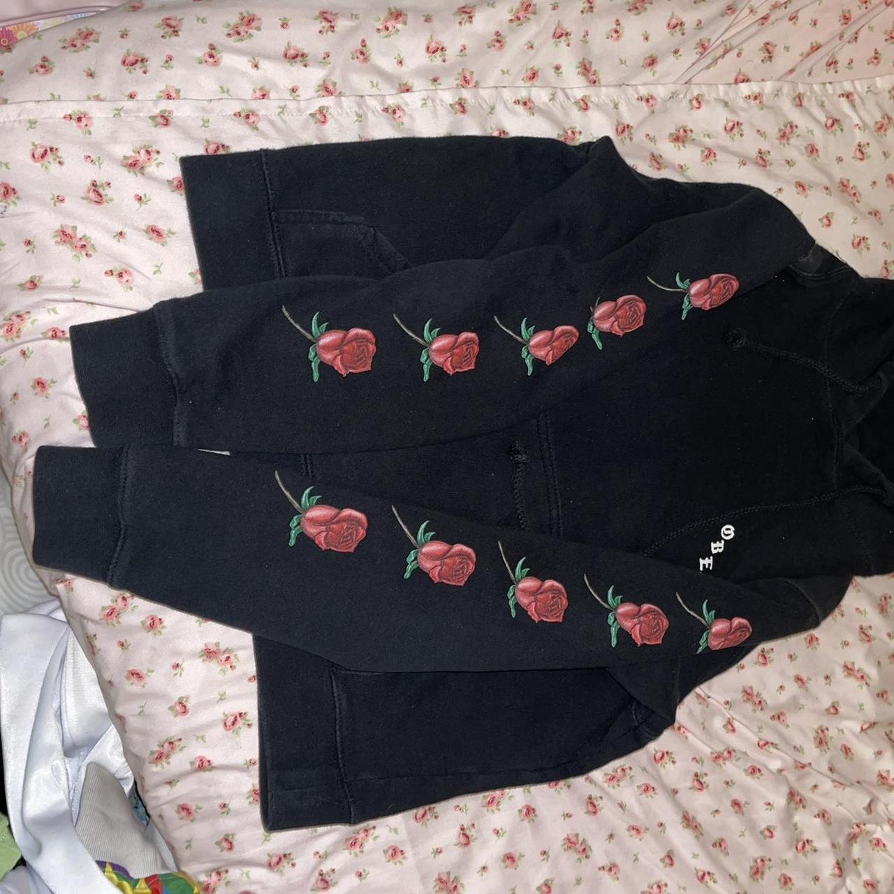 Obey brand black hoodie sweater with roses rose on