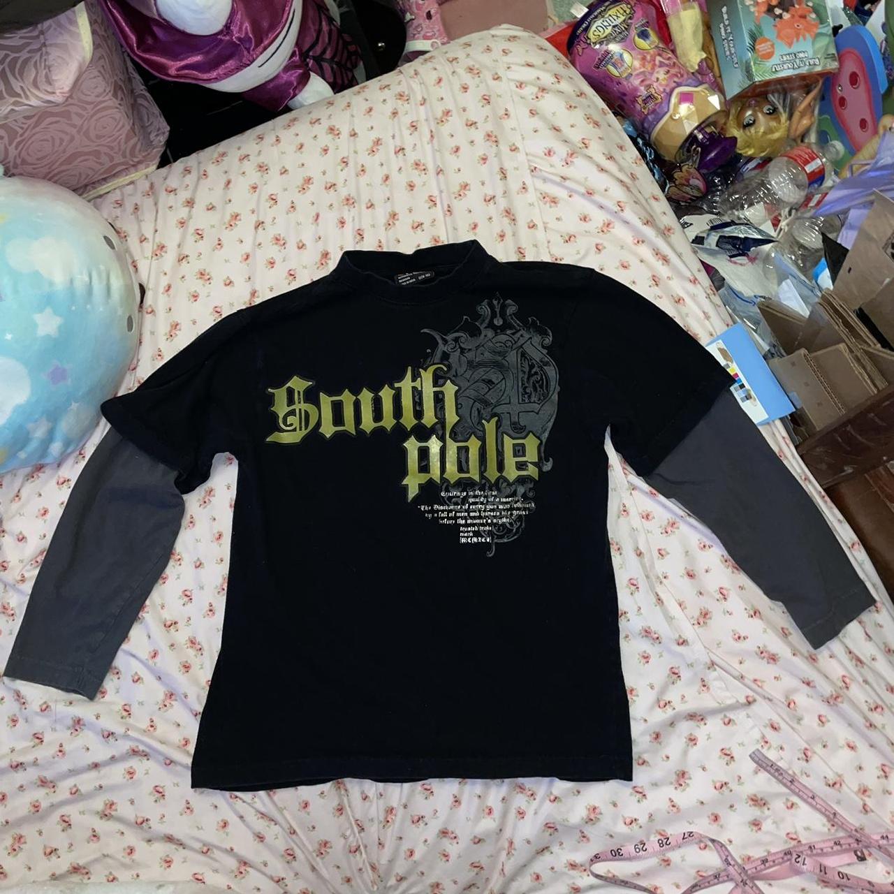 South Pole black tee with grey and gold green text