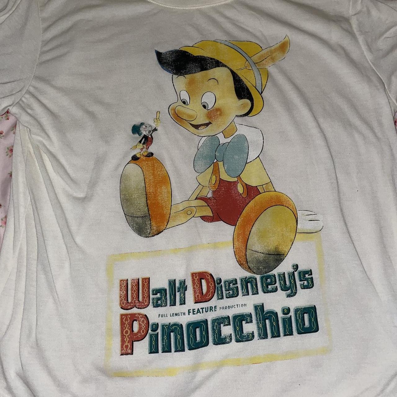 Disney Pinocchio cream graphic tee soft top Size... - Depop