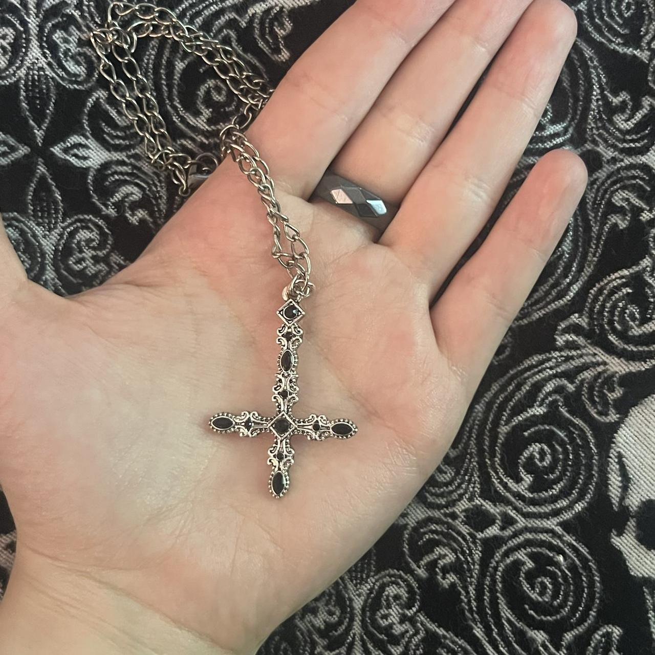 inverted cross gothic necklace ♱ - Depop