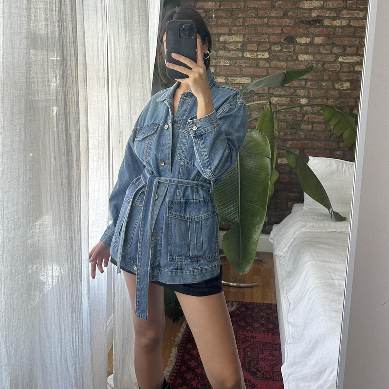 Denim vintage style belted jacket denim. Depop