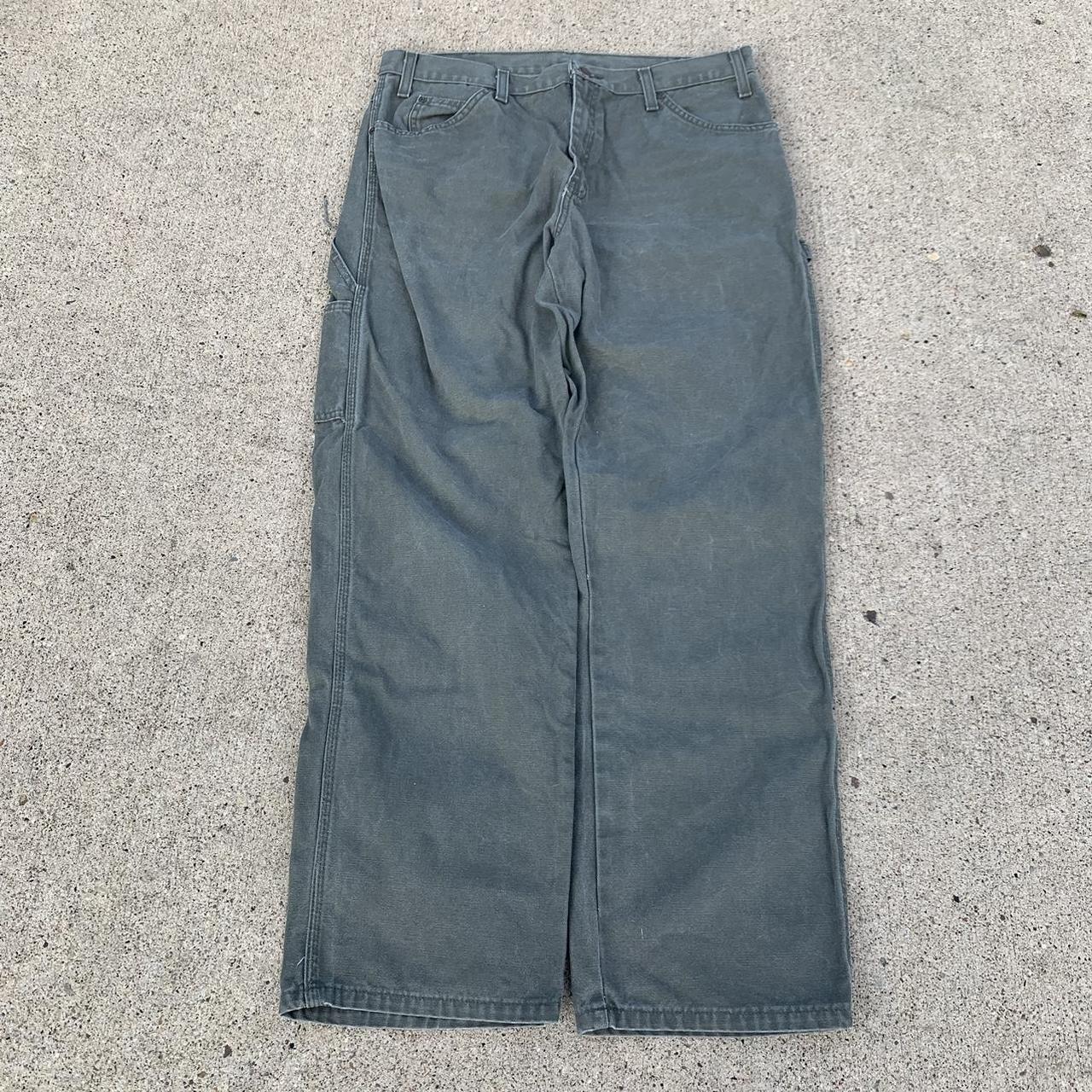 BAGGY WIDE LEG GREEN DICKIES PANTS 36x32 no flaws... - Depop