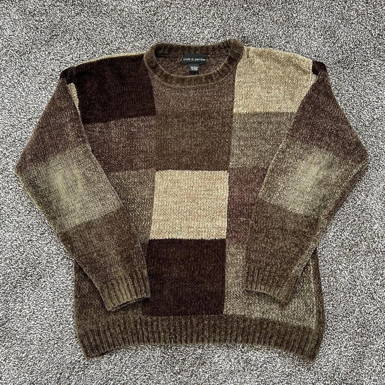 VINTAGE EARTH TONE GRANPA SWEATER large no flaws... - Depop