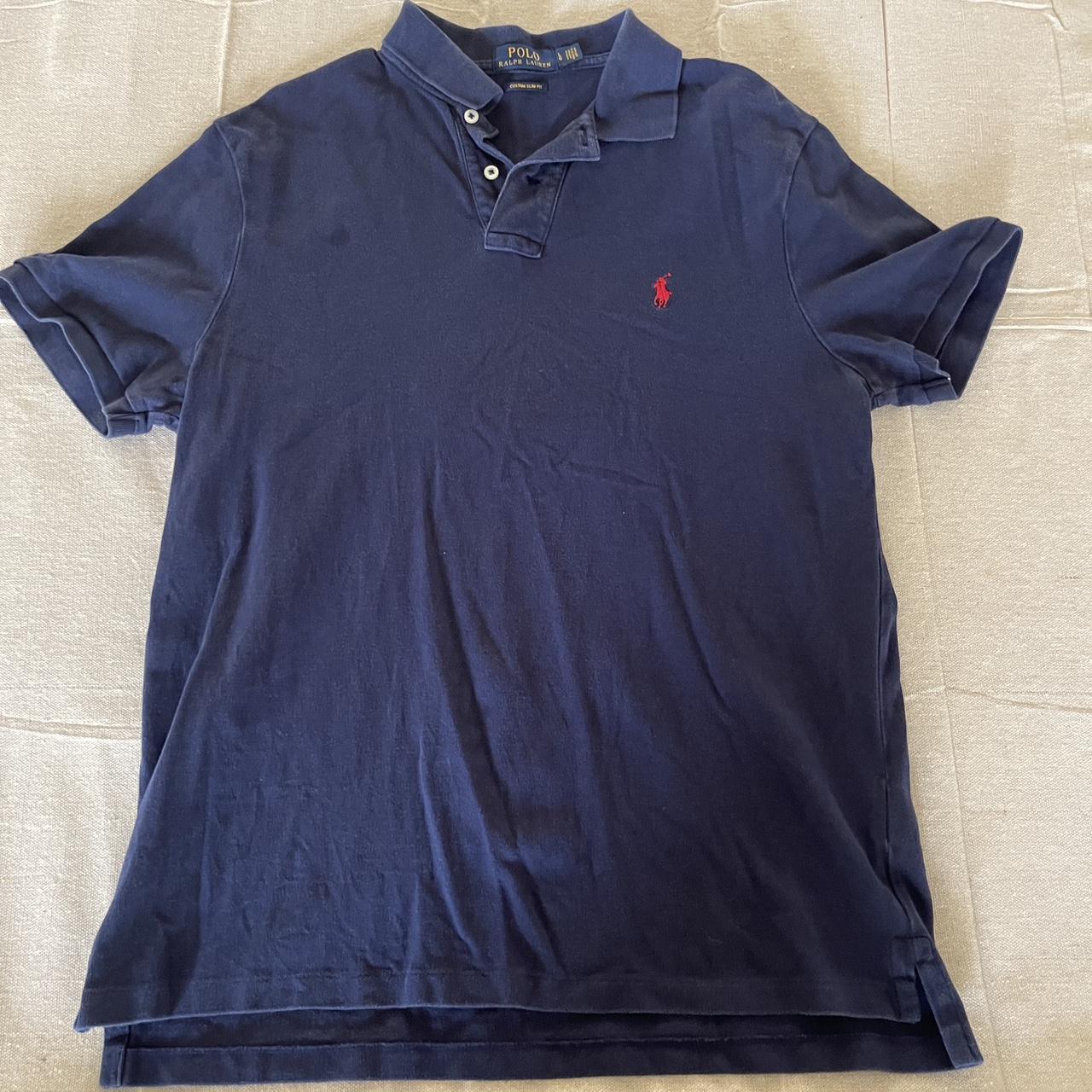 Polo Ralph Lauren Men's Navy and Red T-shirt | Depop