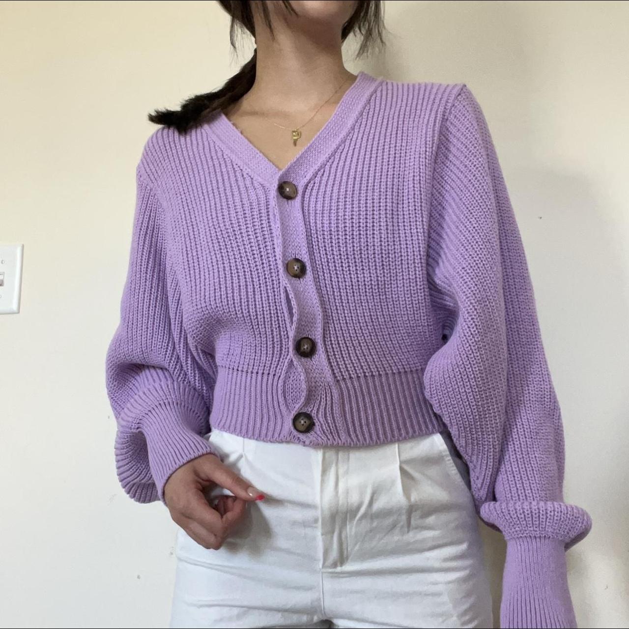 asos x glamorous purple knit cardigan sweater 💜 the... - Depop