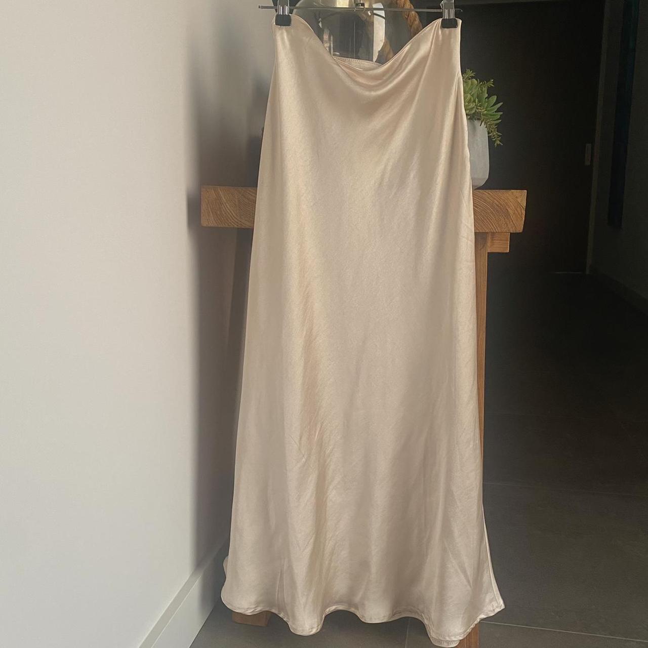 Silky shimmery cream maxi skirt from perfect... - Depop