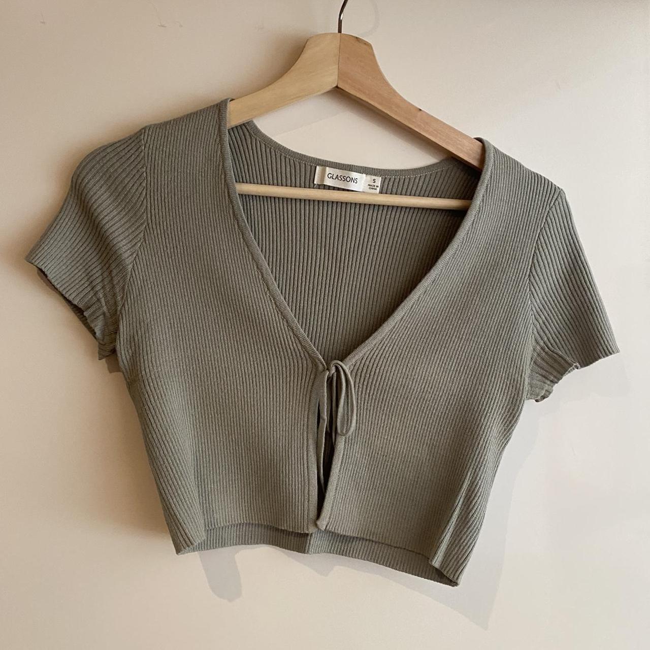 Super Cute Sage Green Glassons Front Tie Top Really Depop