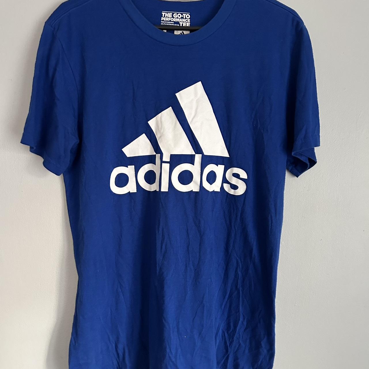 Adidas blue Logo tshirt #adidas #futbol #blue... - Depop