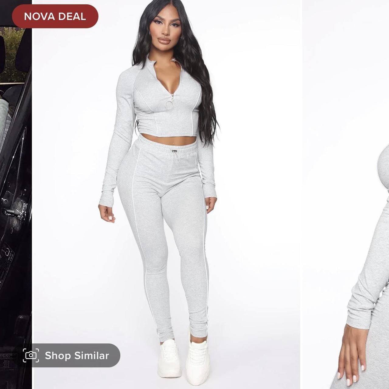 Fashion nova xs grey two piece set🤍 sportswear Depop
